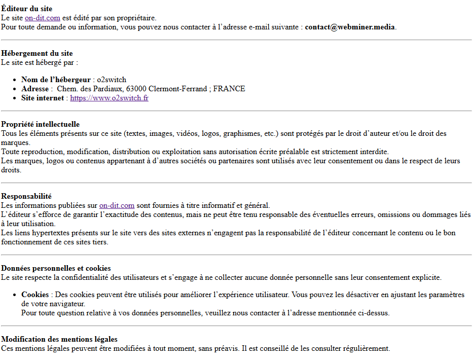 Mentions légales